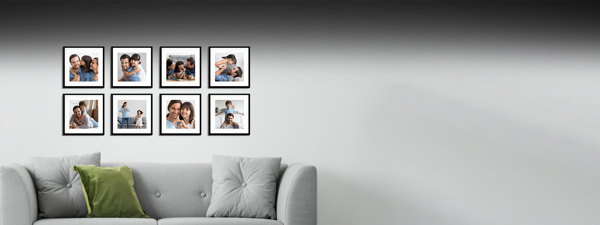 קיר תמונות לסלון לופה בריבוע